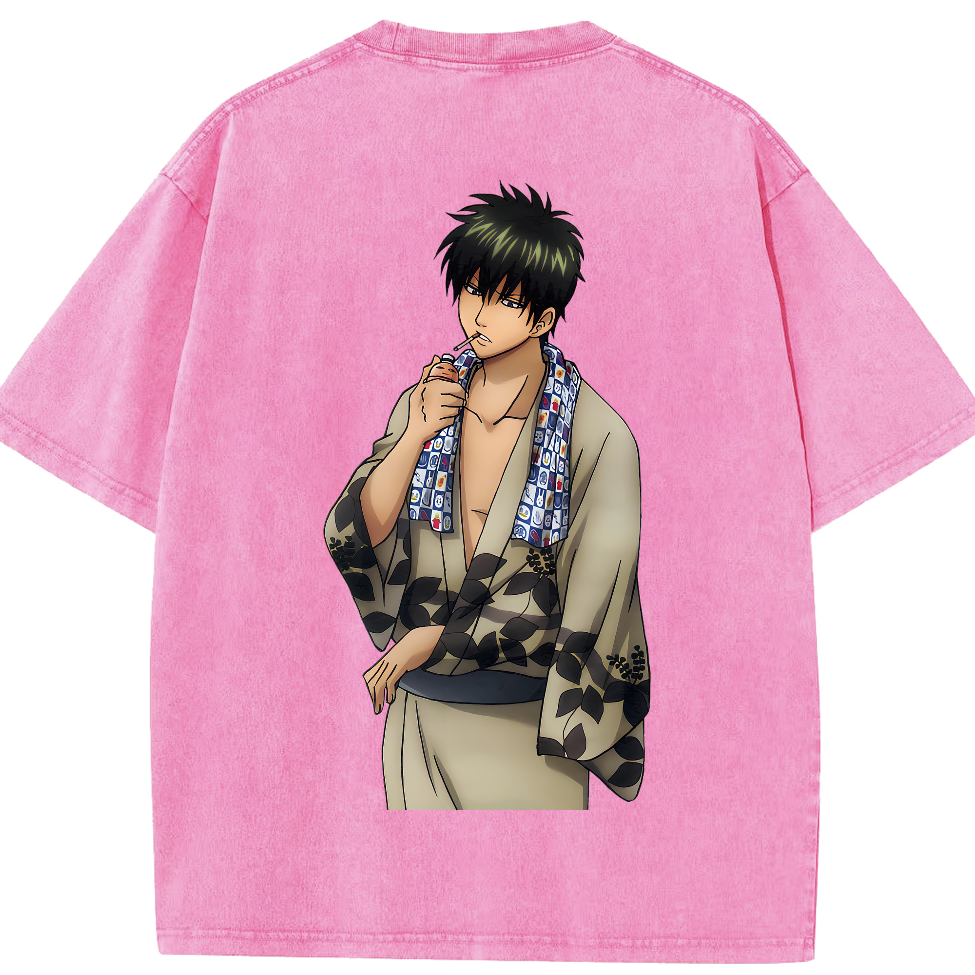 （画像用） ぎんたま 坂田銀時（さかたぎんとき） 神楽 志村新八（しむら しんぱち） GINTAMA Sakata Gintoki Kagura Shimura Shinpachi 綿100% ヴィンテージ風 半袖Tシャツ（背面プリント）